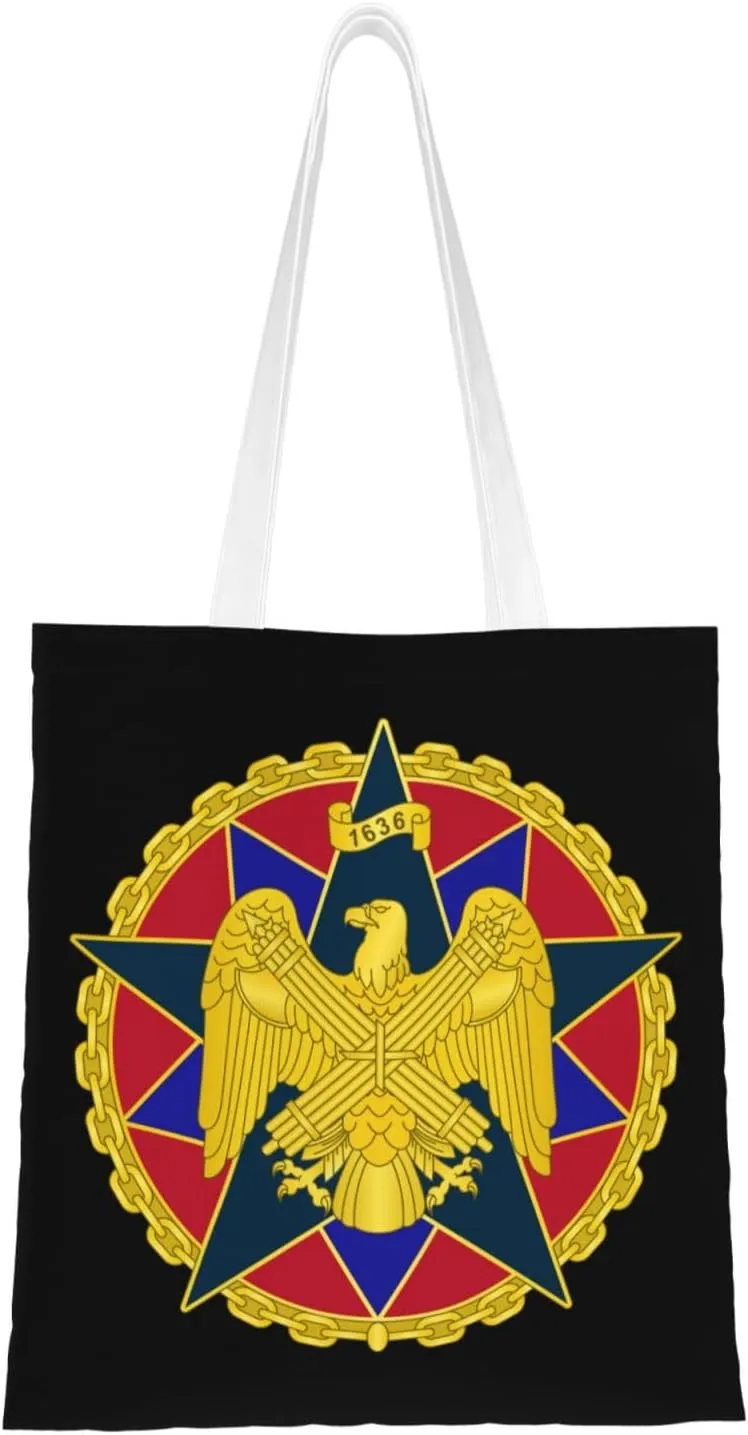 National Guard Bureau Organizational Badge Tote Bag for Women Canvas Shopping Bags Reusable Beach Bag Grocery Bags Tote Shoulder Bag Gift Bags