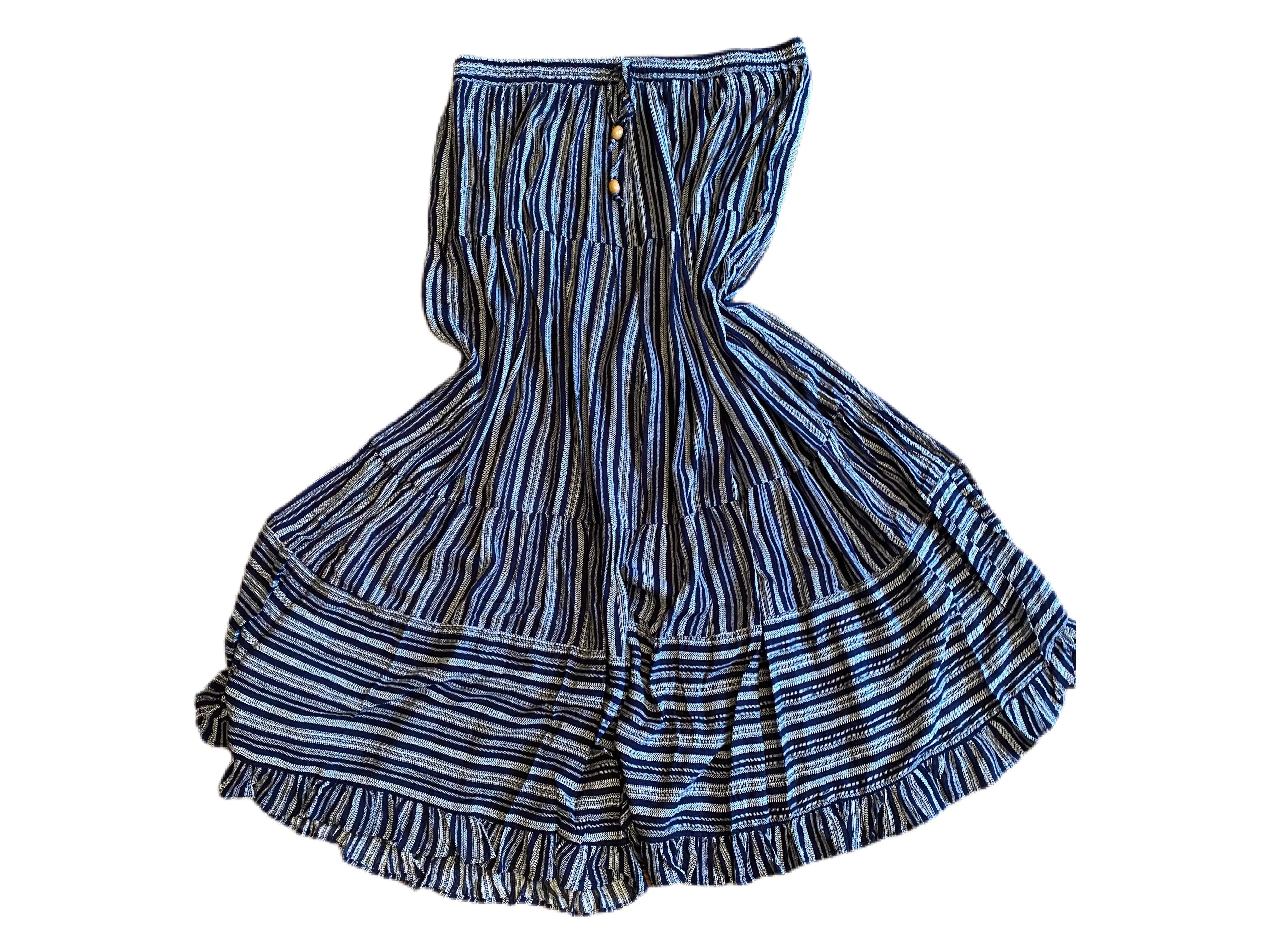 Navy Striped Ruffle Bottom Pants