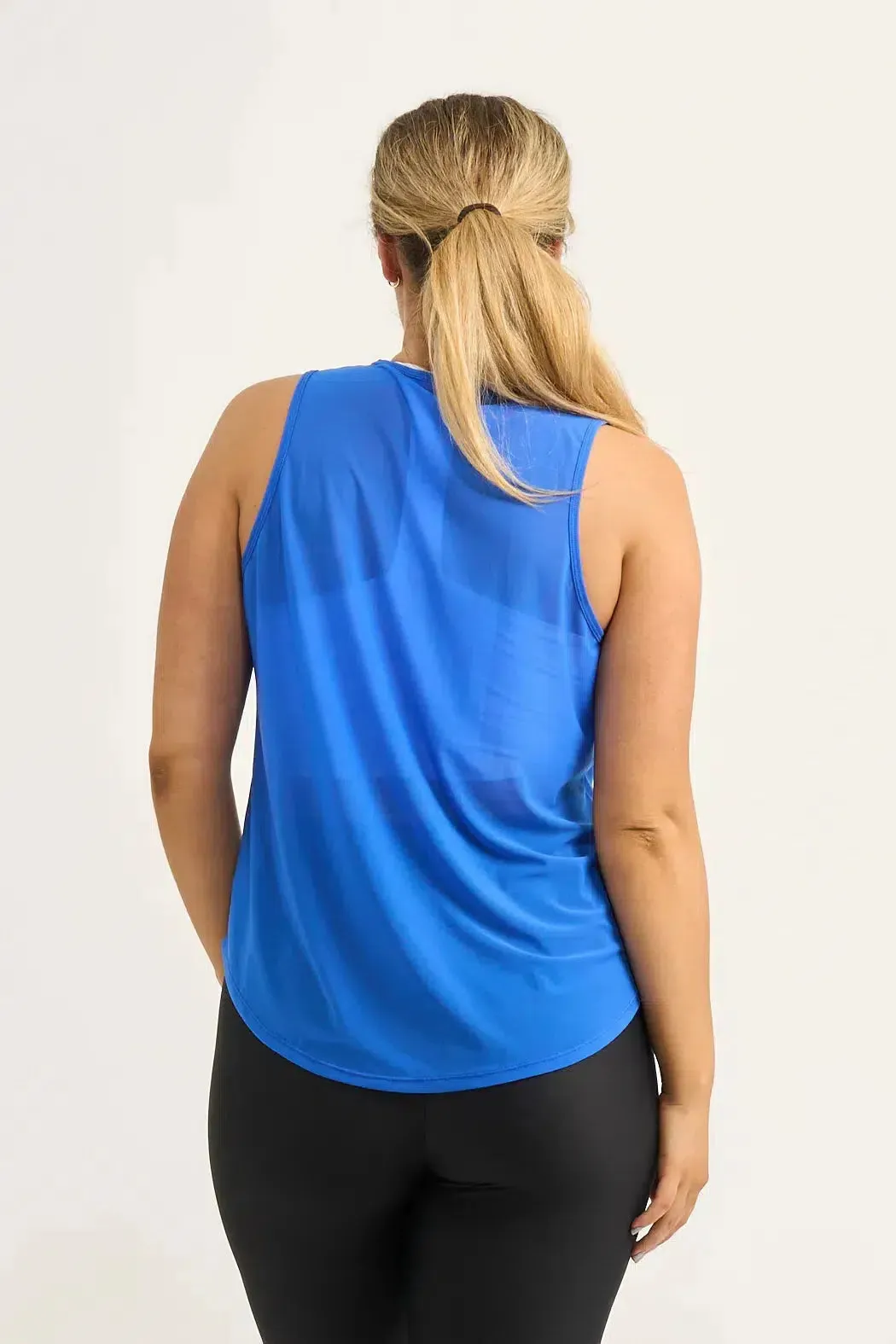 Net Muscle Back Tank - Electric Blue