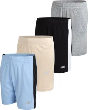 New Balance Boys Athletic Shorts - 4 Pack Moisture-Wicking Performance Mesh Shorts for Boys for Running and Sports (4-20)