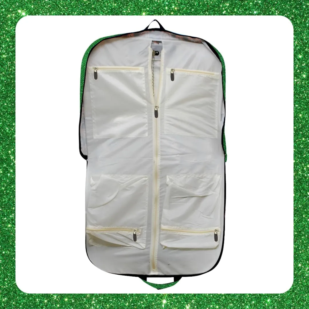NGIL Glitter Cheer Dance and Competition Travel Companion Hanging Garment Bag for Girls (Glitter-Green)