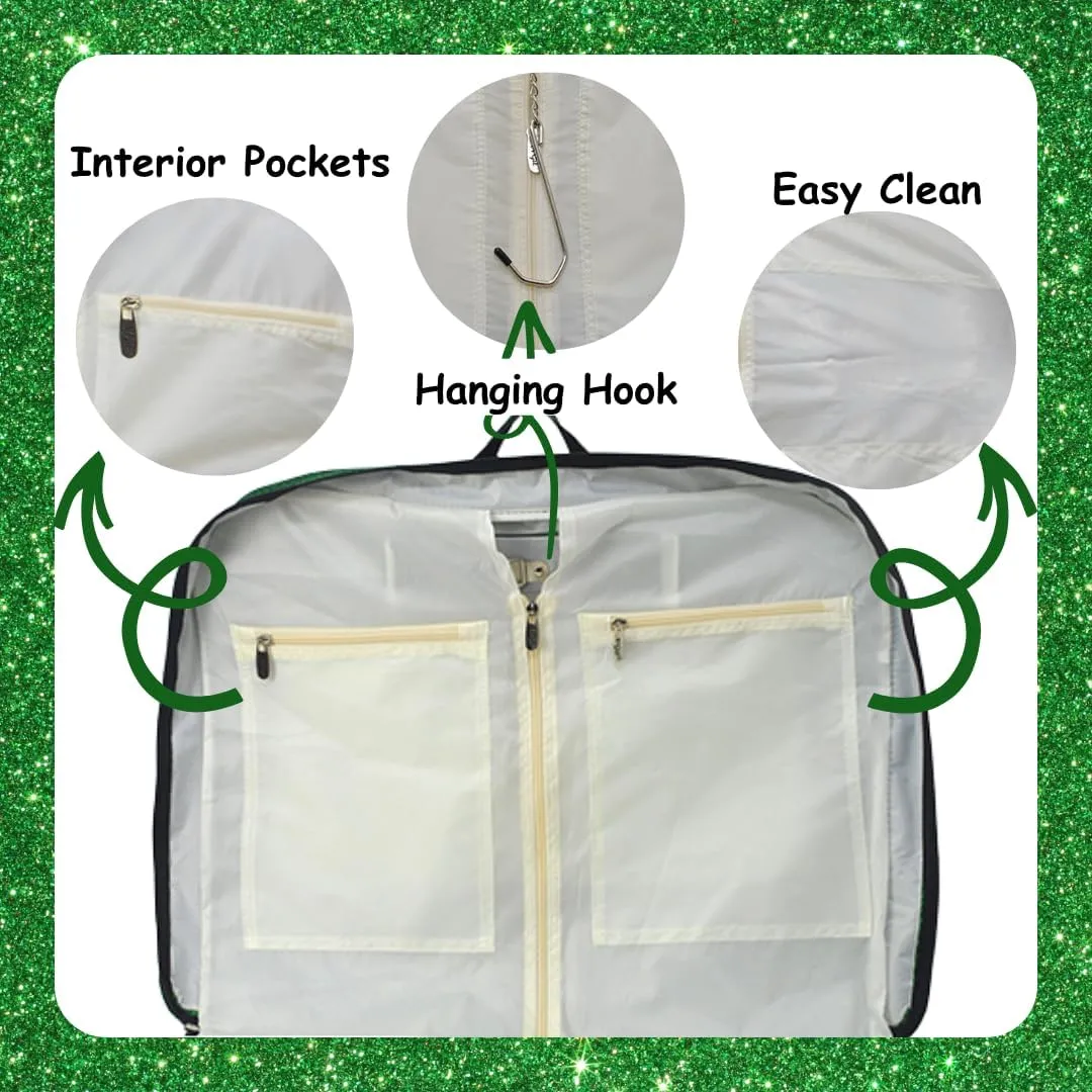 NGIL Glitter Cheer Dance and Competition Travel Companion Hanging Garment Bag for Girls (Glitter-Green)