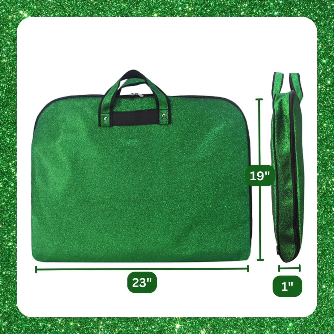 NGIL Glitter Cheer Dance and Competition Travel Companion Hanging Garment Bag for Girls (Glitter-Green)