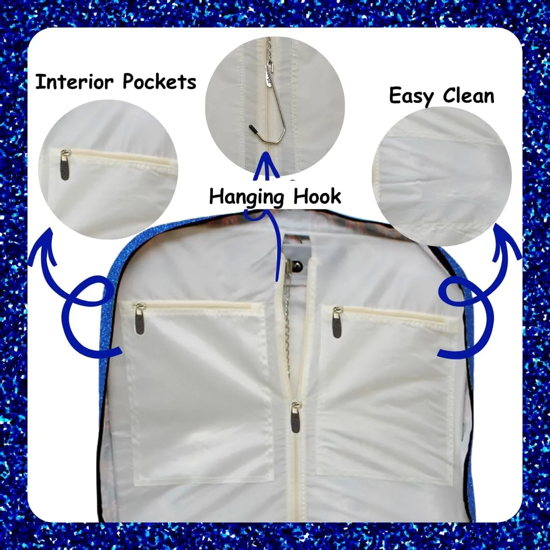 NGIL Glitter Cheer Dance and Competition Travel Companion Hanging Garment Bag for Girls (Glitter-Royal)