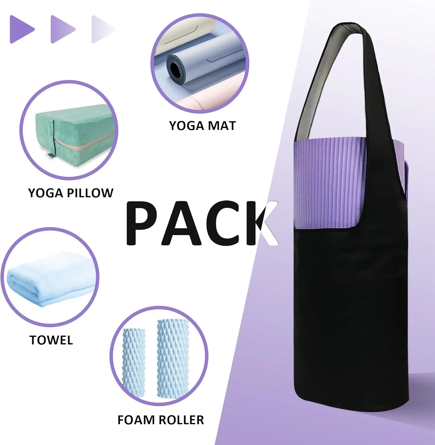 NGT new guide steps Yoga Bolster Pillow Bag Yoga Mat Bag Large Size with Pockets Rainproof Environmental Friendly Yoga Strap Bag for Women