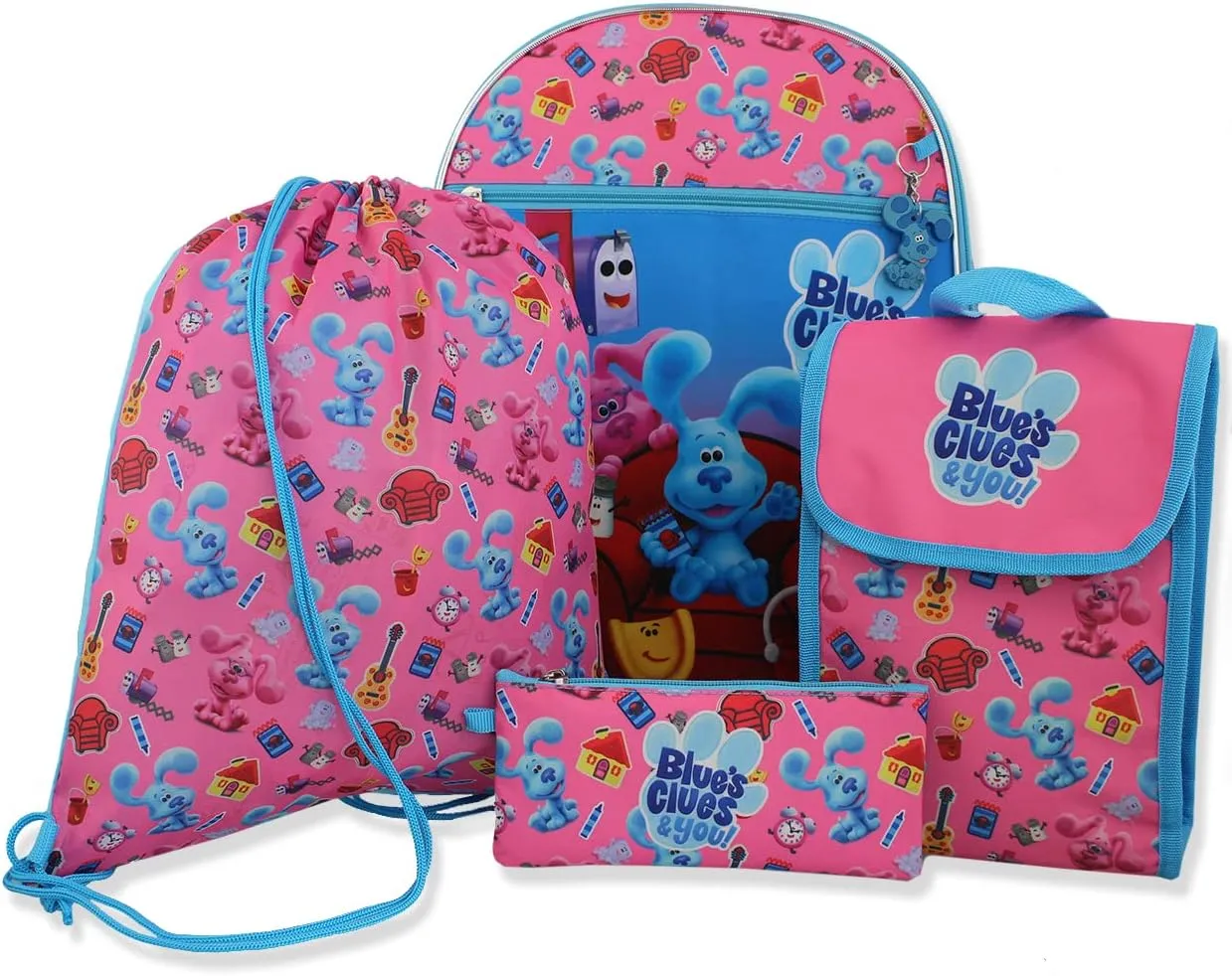 Nickelodeon Blue's Clues & You Girls 16" Backpack 5 piece School Set (One Size, Pink)