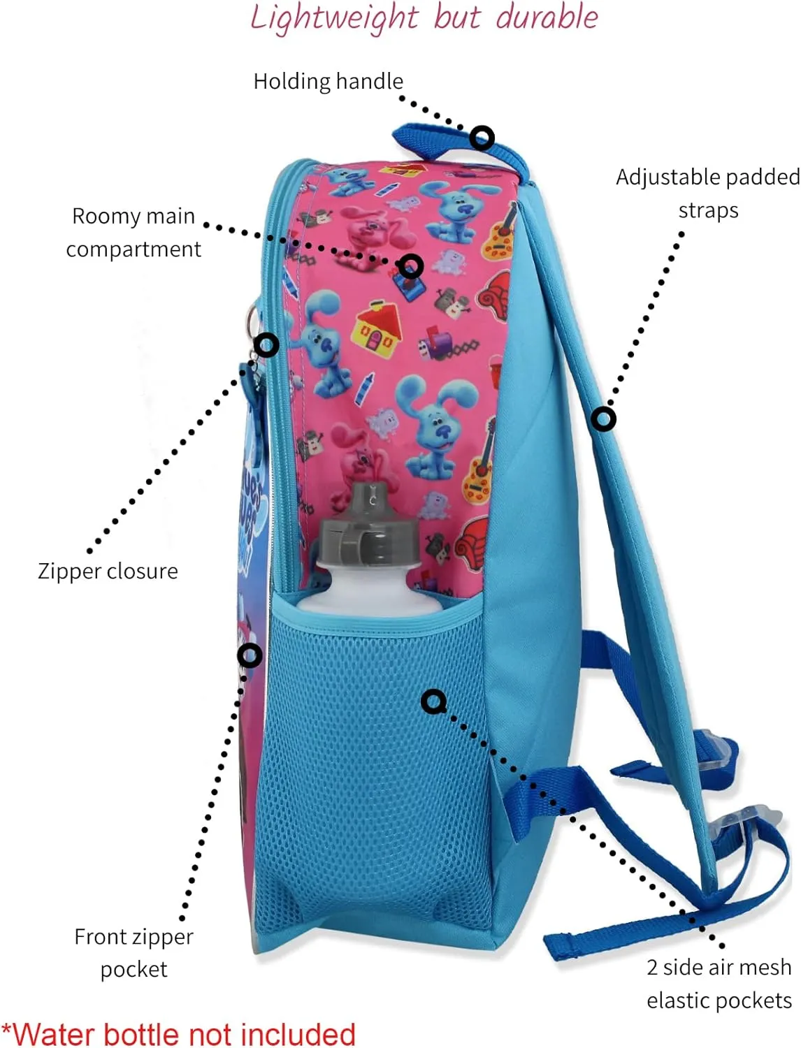 Nickelodeon Blue's Clues & You Girls 16" Backpack 5 piece School Set (One Size, Pink)
