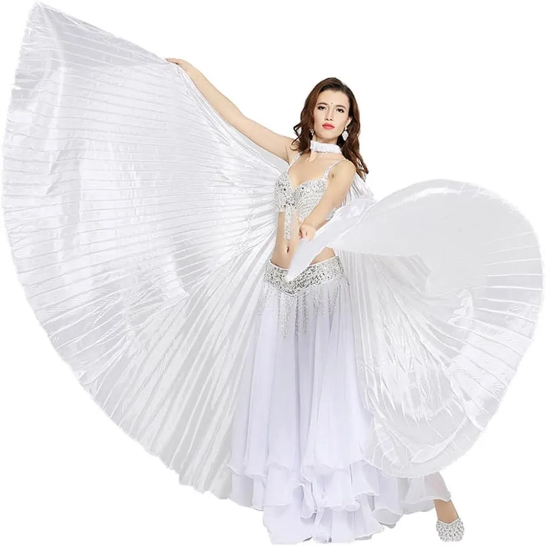 Nimiman Women Egyptian Professional Belly Dance Costume Wings with Sticks