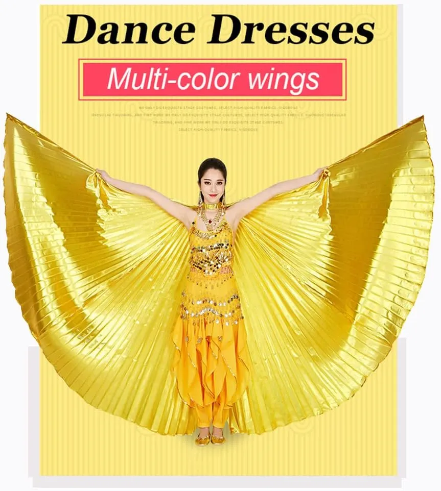 Nimiman Women Egyptian Professional Belly Dance Costume Wings with Sticks