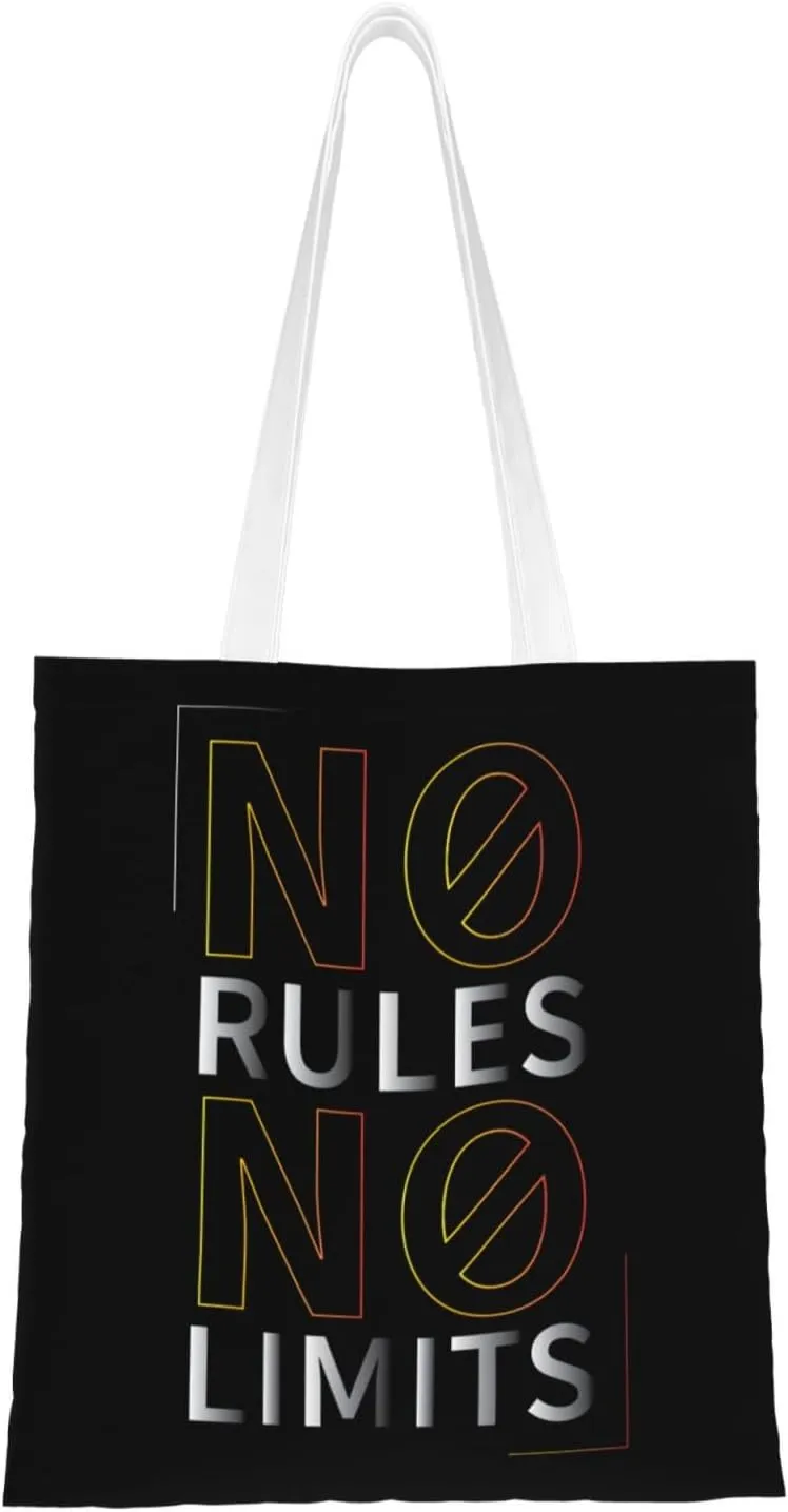 No Rules No Limits Tote Bag for Women Canvas Shopping Bags Reusable Beach Bag Grocery Bags Tote Shoulder Bag Gift Bags