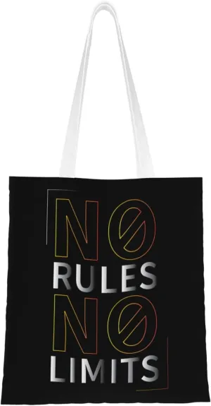 No Rules No Limits Tote Bag for Women Canvas Shopping Bags Reusable Beach Bag Grocery Bags Tote Shoulder Bag Gift Bags