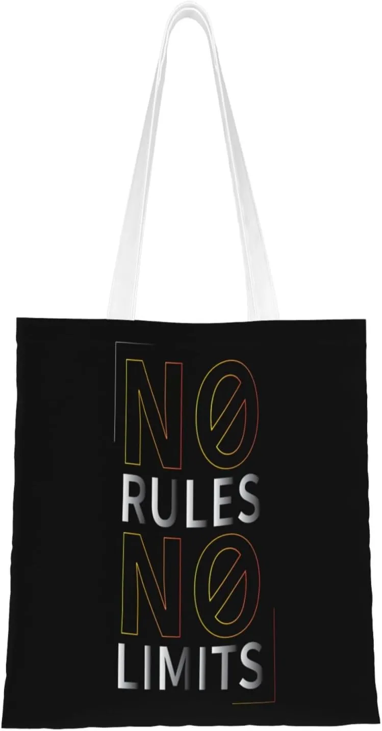 No Rules No Limits Tote Bag for Women Canvas Shopping Bags Reusable Beach Bag Grocery Bags Tote Shoulder Bag Gift Bags