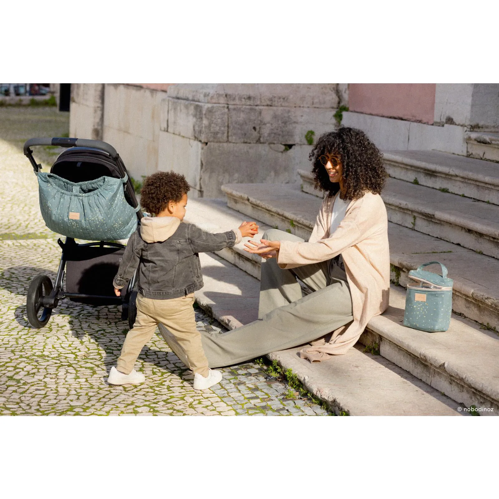 nobodinoz Hyde Park Insulated Baby Bottle and Lunch Bag Willow Dune