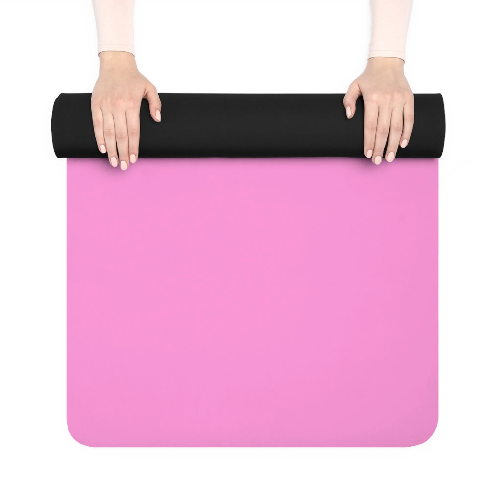 Non-Slip Rubber Yoga Mat - Pink & Black for Comfort and Stability