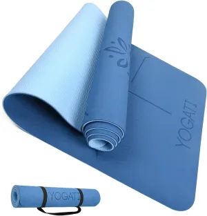 Non Slip Yoga Mats with Strap - Pilates & Exercise Mat for Home Workout