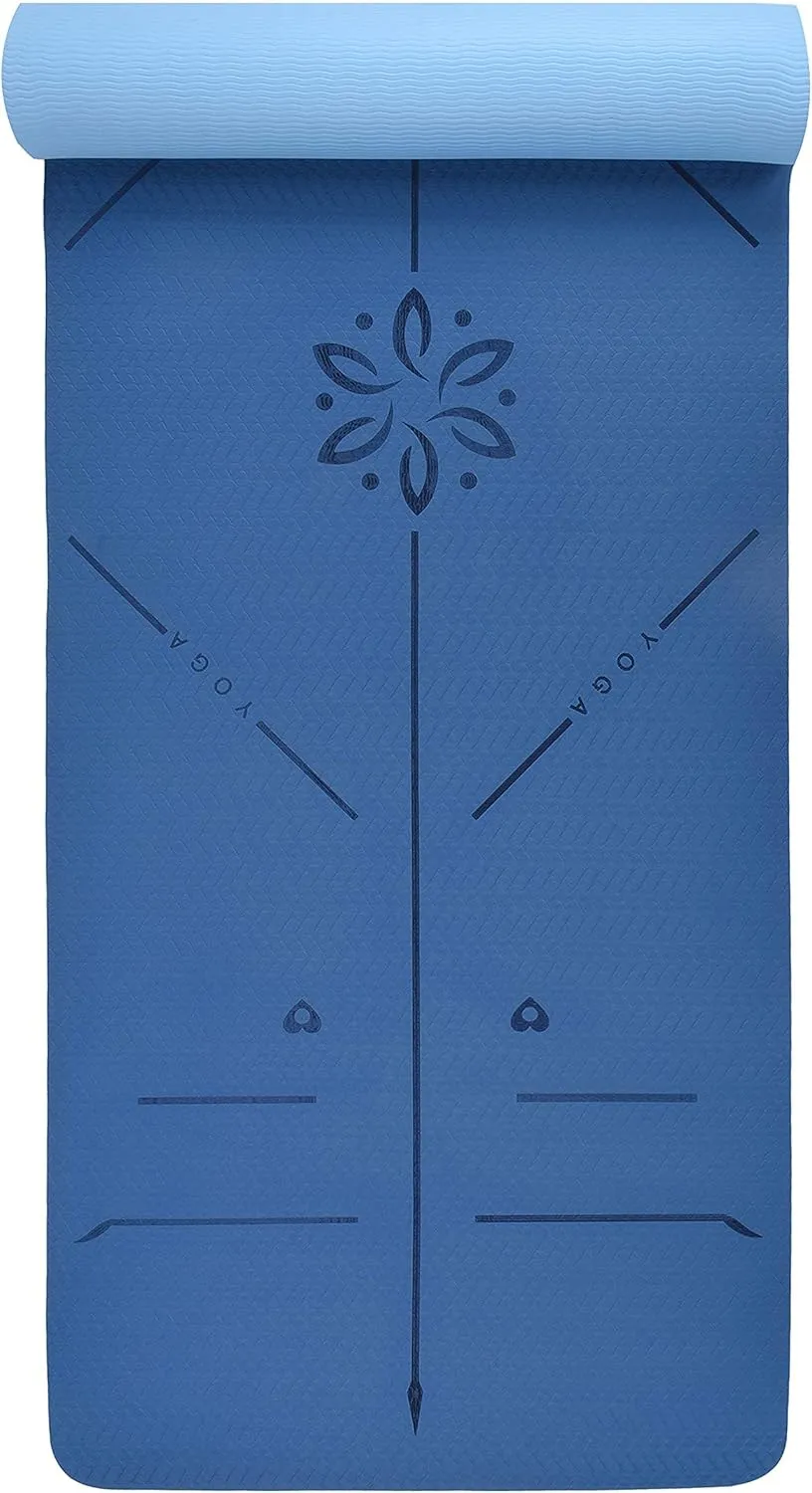 Non Slip Yoga Mats with Strap - Pilates & Exercise Mat for Home Workout