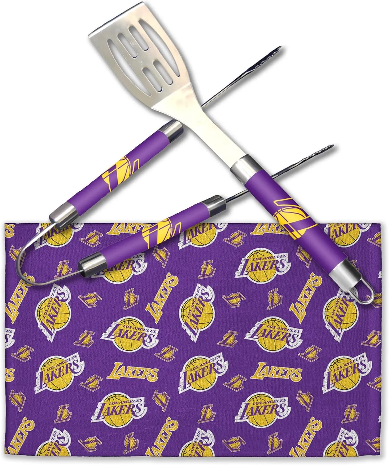 NORTHWEST NBA 3 Piece BBQ Grill Set - Spatula, Tongs and Towel, Scatter Print