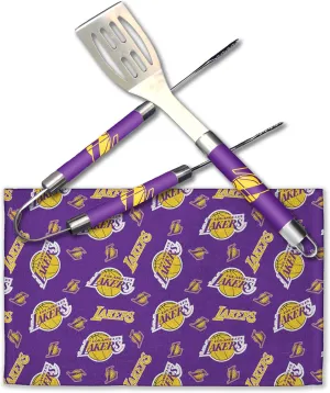 NORTHWEST NBA 3 Piece BBQ Grill Set - Spatula, Tongs and Towel, Scatter Print