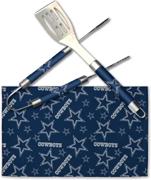 NORTHWEST NFL 3 Piece Team Color and Logo BBQ Grill Set: Spatula, Tongs, and Towel