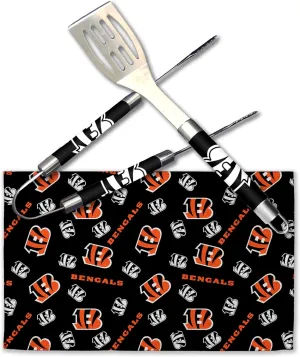 NORTHWEST NFL 3 Piece Team Color and Logo BBQ Grill Set: Spatula, Tongs, and Towel