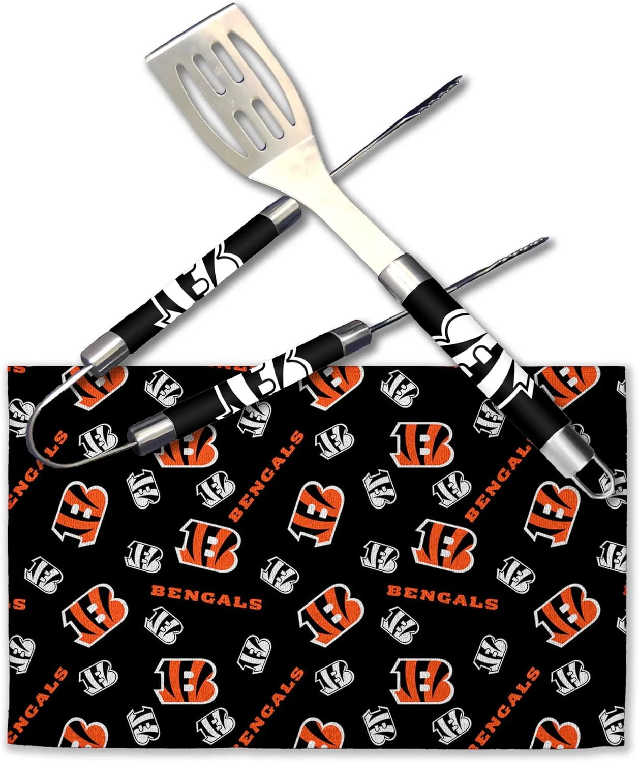 NORTHWEST NFL 3 Piece Team Color and Logo BBQ Grill Set: Spatula, Tongs, and Towel