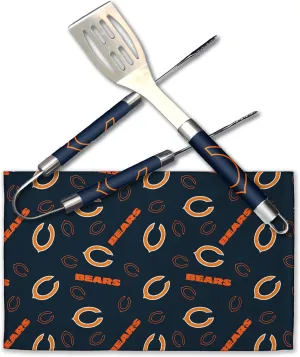 NORTHWEST NFL 3 Piece Team Color and Logo BBQ Grill Set: Spatula, Tongs, and Towel