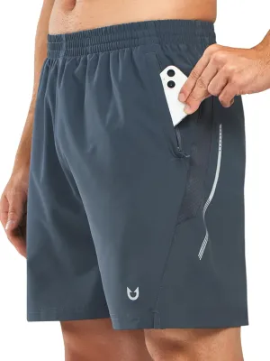NORTHYARD Men's 7" Athletic Running Shorts with Zipper Pockets Quick Dry Lightweight Workout Gym Short