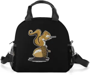Nutty Squirrel Portable Lunch Box Crossbody Bag Tote Insulated with Adjustable Strap Work Beach Picnic