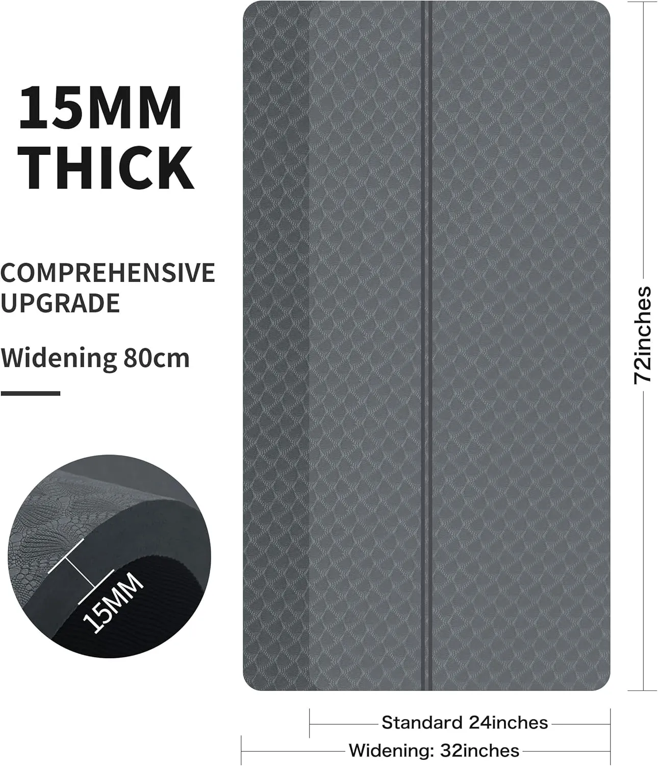 nuveti Large Exercise Mat - 15mm/20mm/30mm Thick Yoga Mat | Workout Mat for Fitness, Yoga, Pilates, Stretching & Floor Exercises for Women & Men with Free Carrying Bag