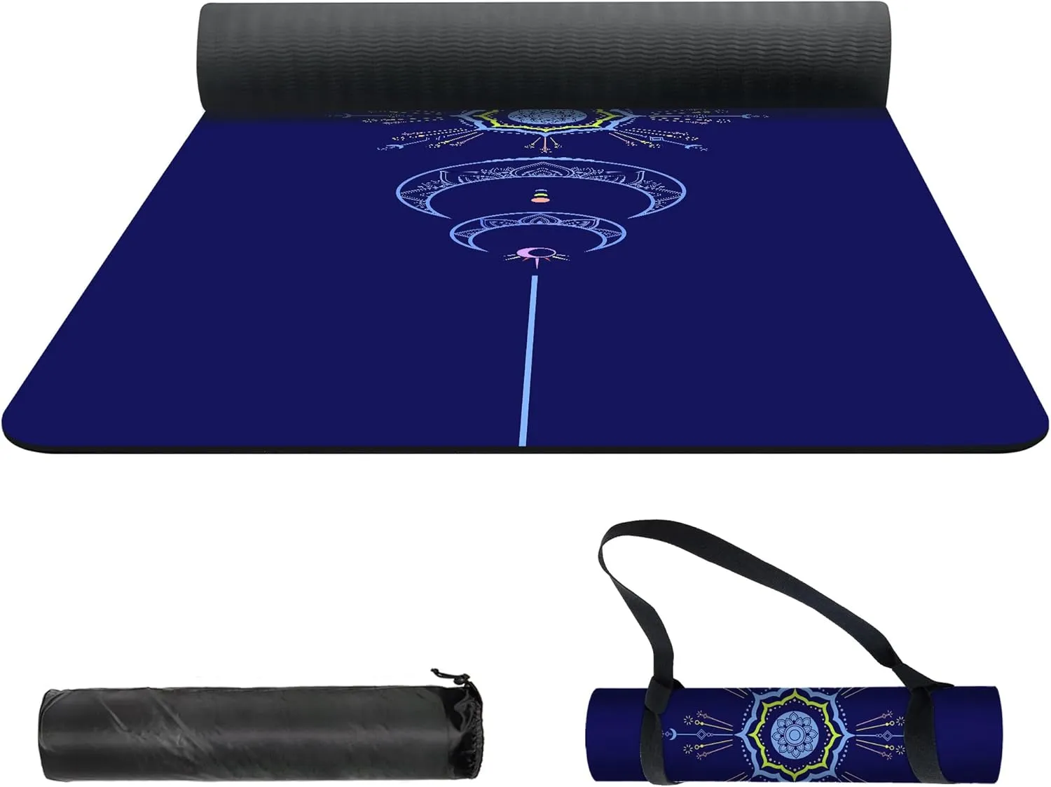 nuveti Yoga Mat Print Extra Thick TPE Non Slip Fitness Exercise Mat with Carrying Bag,72"x24" Extra Thick 6MM Exercise & Workout Mat for Yoga, Pilates Fitness and Floor Exercises