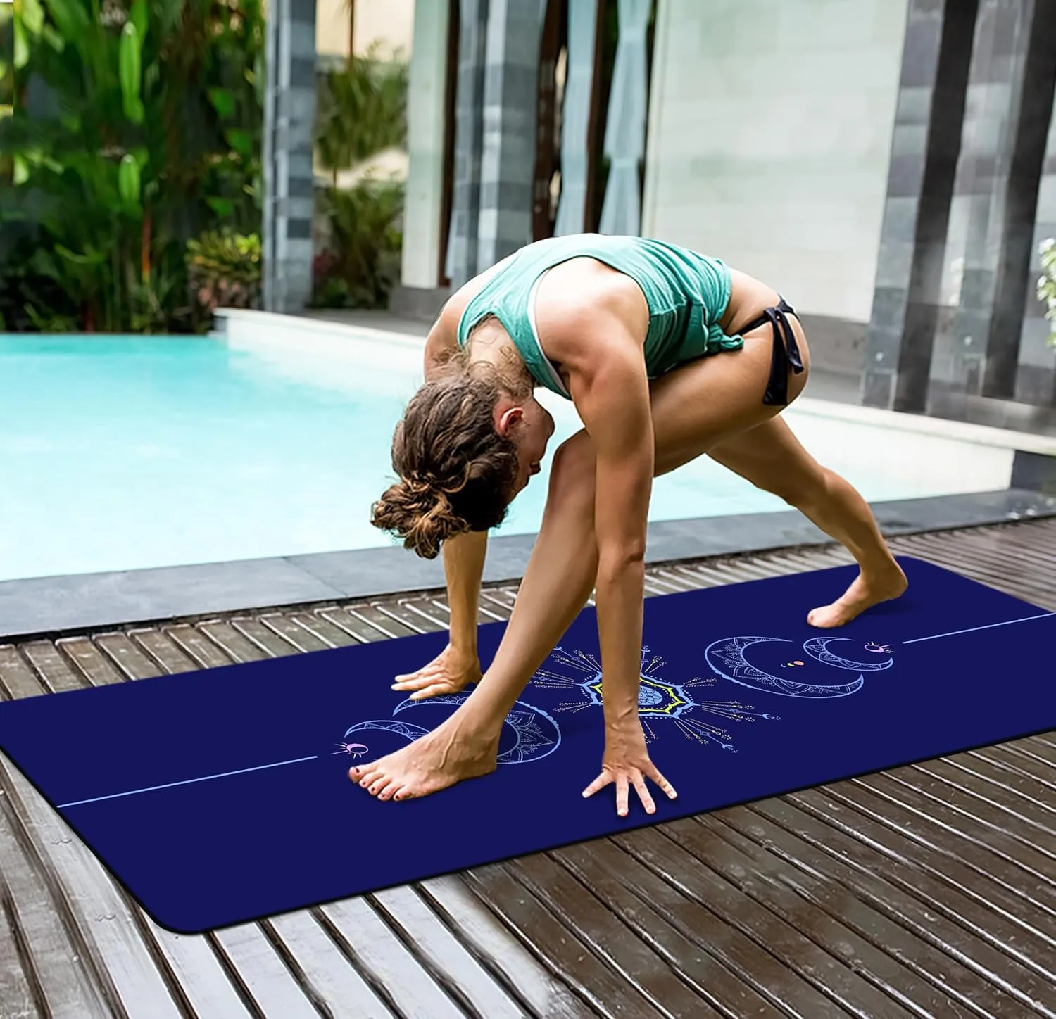nuveti Yoga Mat Print Extra Thick TPE Non Slip Fitness Exercise Mat with Carrying Bag,72"x24" Extra Thick 6MM Exercise & Workout Mat for Yoga, Pilates Fitness and Floor Exercises
