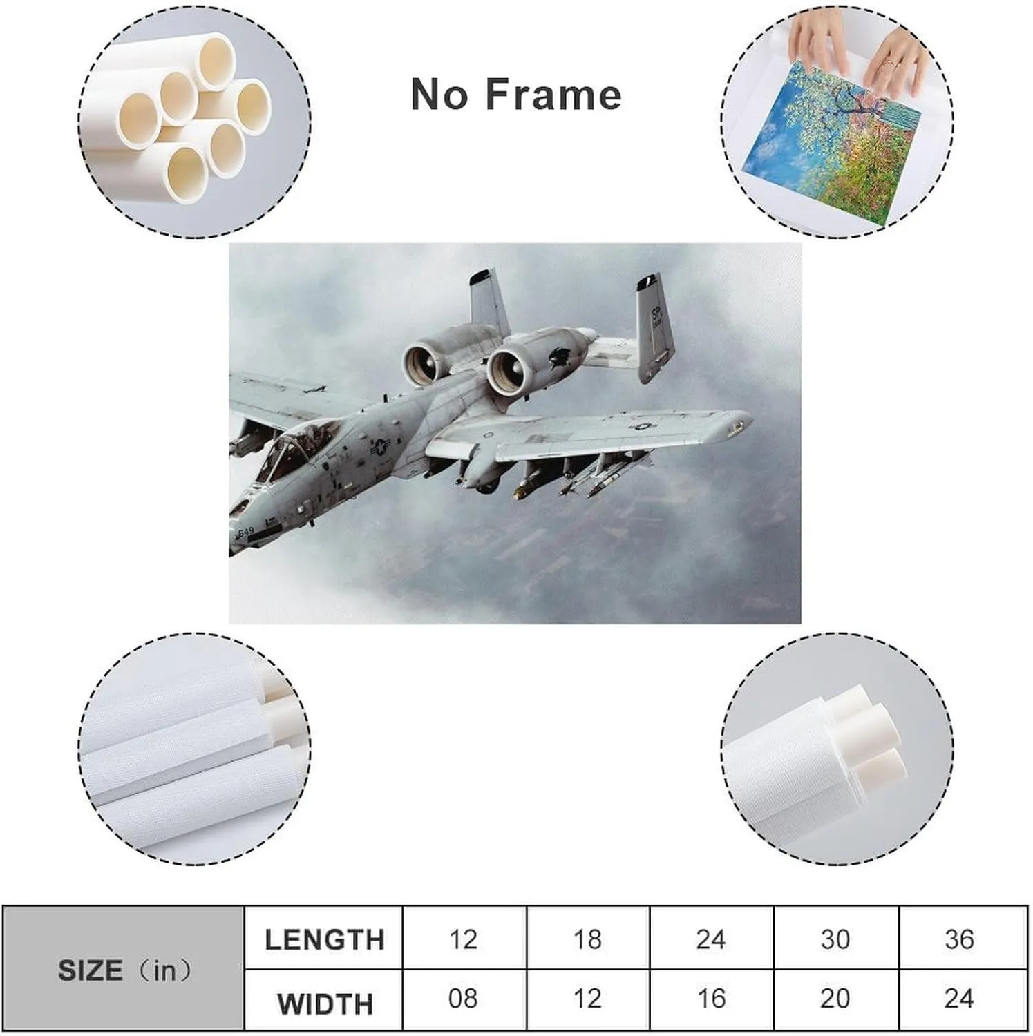 nXXzsaWs A10 Warthog Thunder II Attack Aircraft Military Poster Canvas Painting Posters And Prints Wall Art Pictures for Living Room Bedroom Decor 12x18inch(30x45cm) Unframe-style-3