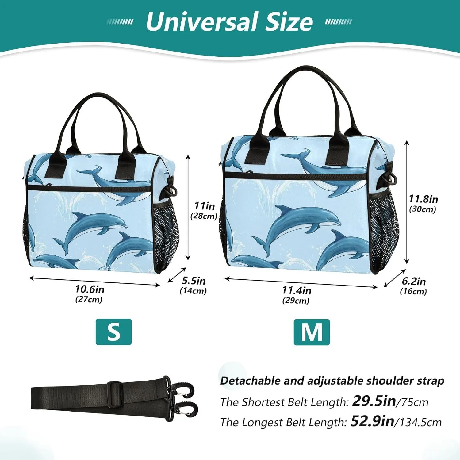 Oceanic Splash Pattern Lunch Bag, Large Capacity Insulated Bag, Lunch Box for Women, Reusable Insulated Lunch Box, Container for Office Work Picnic or Travel