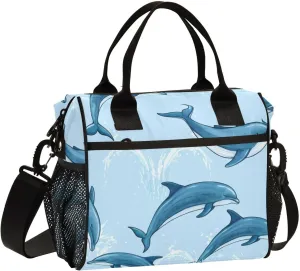 Oceanic Splash Pattern Lunch Bag, Large Capacity Insulated Bag, Lunch Box for Women, Reusable Insulated Lunch Box, Container for Office Work Picnic or Travel