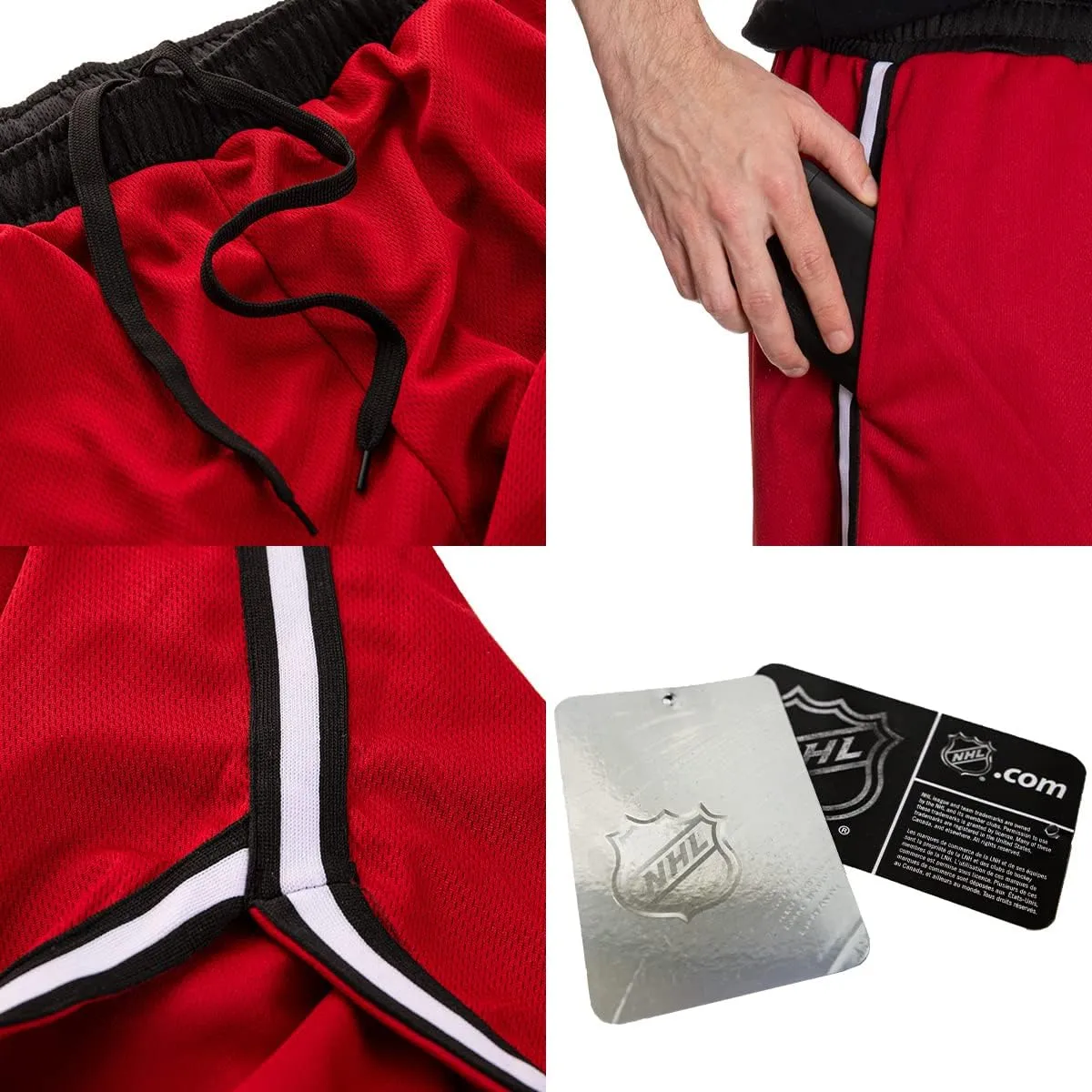 Officially Licensed NHL Men's 2 Tone Air Mesh Shorts Lined with Pockets