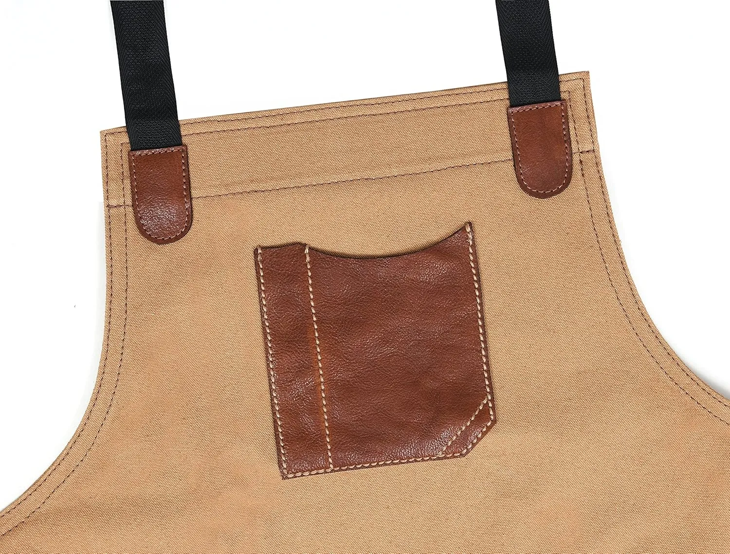 One Size Fits Utility Apron | Adjustable Cross-Back Straps | Multi-Use Shop Apron With Tool Pockets By Aaron Leather Goods (Coffee, Canvas Leather)