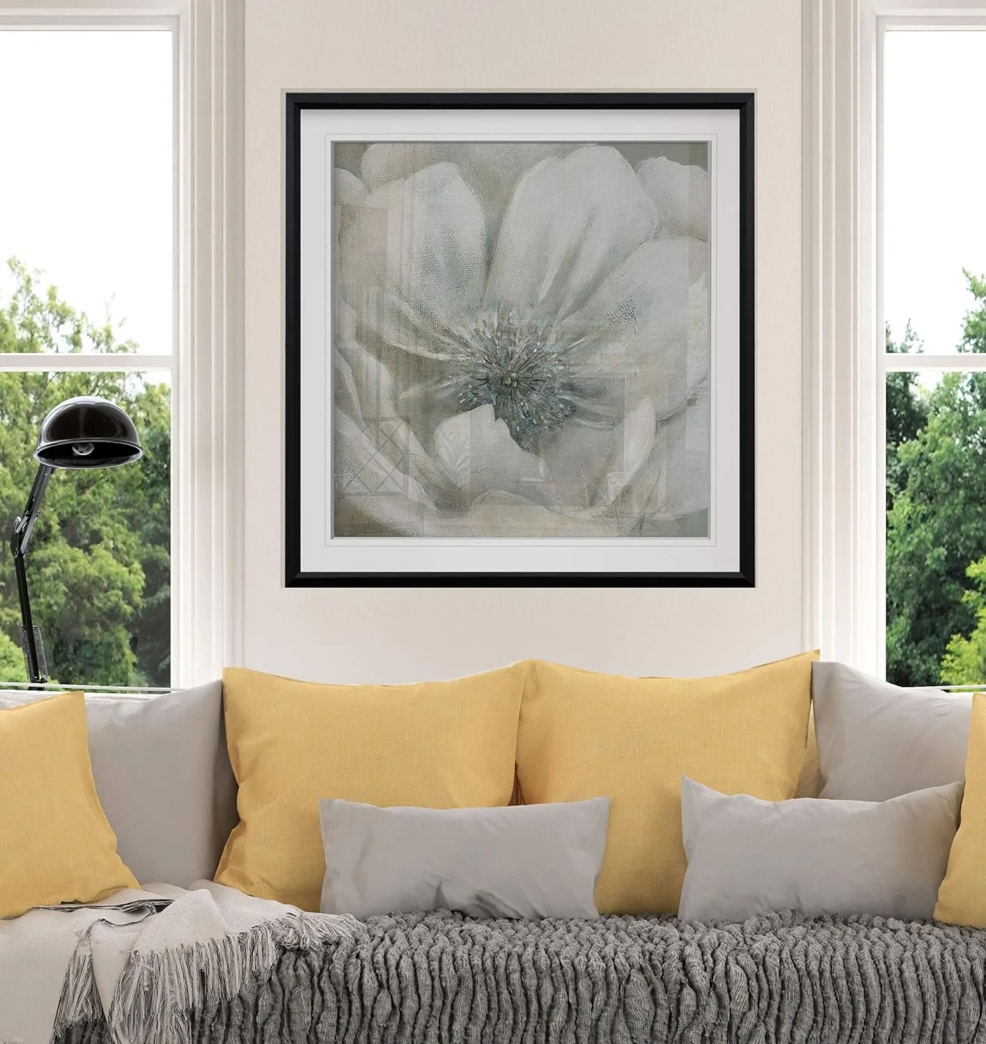 Opalescence I White Poppy Flower Painting Framed Art Abstract Giclee Canvas Prints Home Wall Decor Ready to Hang