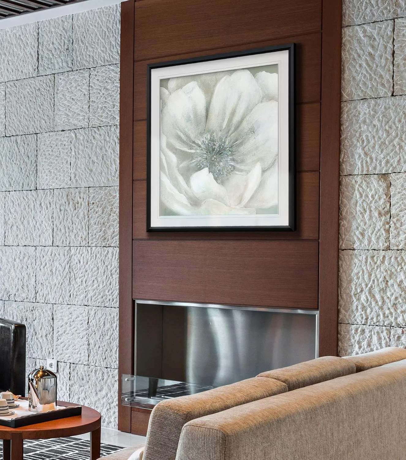 Opalescence I White Poppy Flower Painting Framed Art Abstract Giclee Canvas Prints Home Wall Decor Ready to Hang