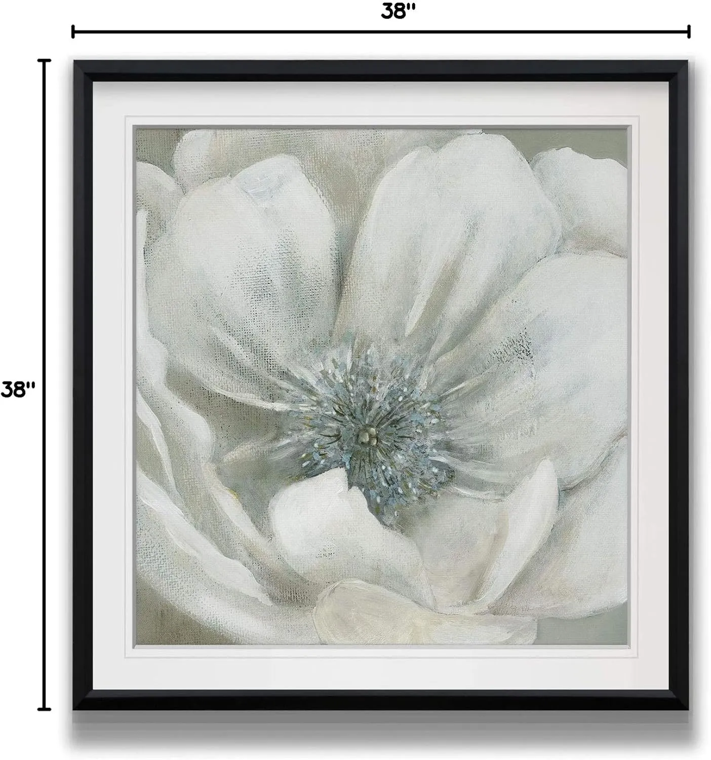 Opalescence I White Poppy Flower Painting Framed Art Abstract Giclee Canvas Prints Home Wall Decor Ready to Hang