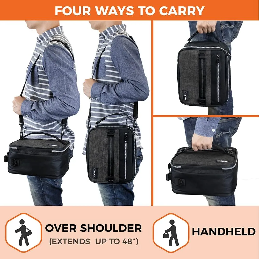 opux Insulated Lunch Box for Men Women Adult, Compact Lunch Bag for Kids Boy Girl Teen, Soft Lunch Cooler Bag for Work School, Leakproof Lunchbox Lunch Pail with Clip-on Buckle, Heather Charcoal