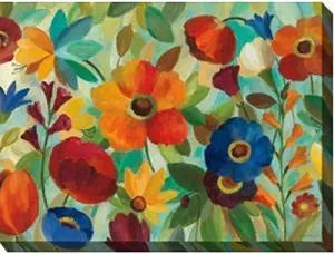 Orange and Blue Jamboree Garden Outdoor Canvas Rectangular Wall Art Decor 40" x 30"
