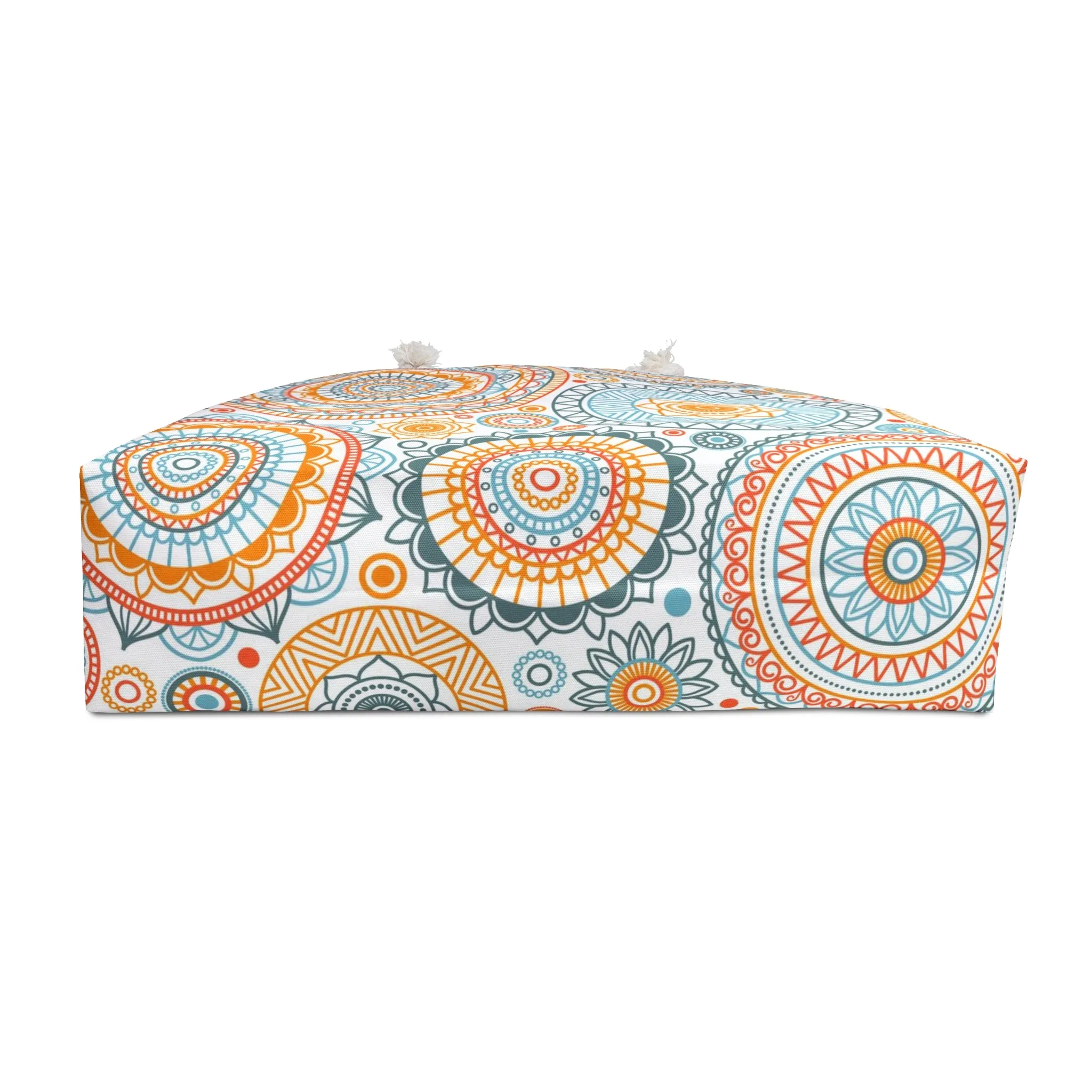 Orange and Blue Mandala Spirograph Weekender Large Tote Bag