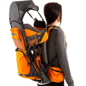 Orange Hiking Baby Carrier Backpack System with Diaper Change Pad, Insulated Pocket   Hood to Protect Your Child