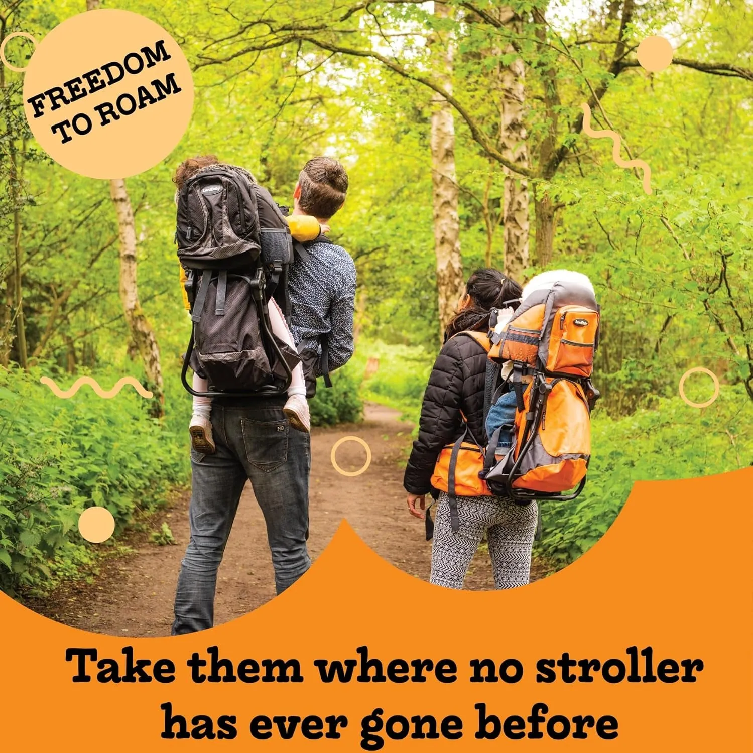 Orange Hiking Baby Carrier Backpack System with Diaper Change Pad, Insulated Pocket   Hood to Protect Your Child