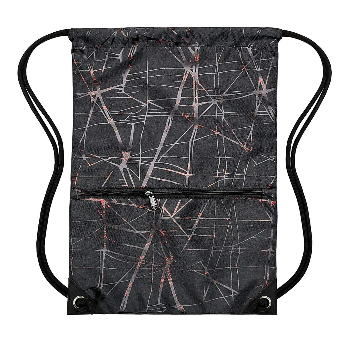 Outdoor Sport Gym Sack Waterproof Drawstring Backpack Bag Metallic-black HLC001