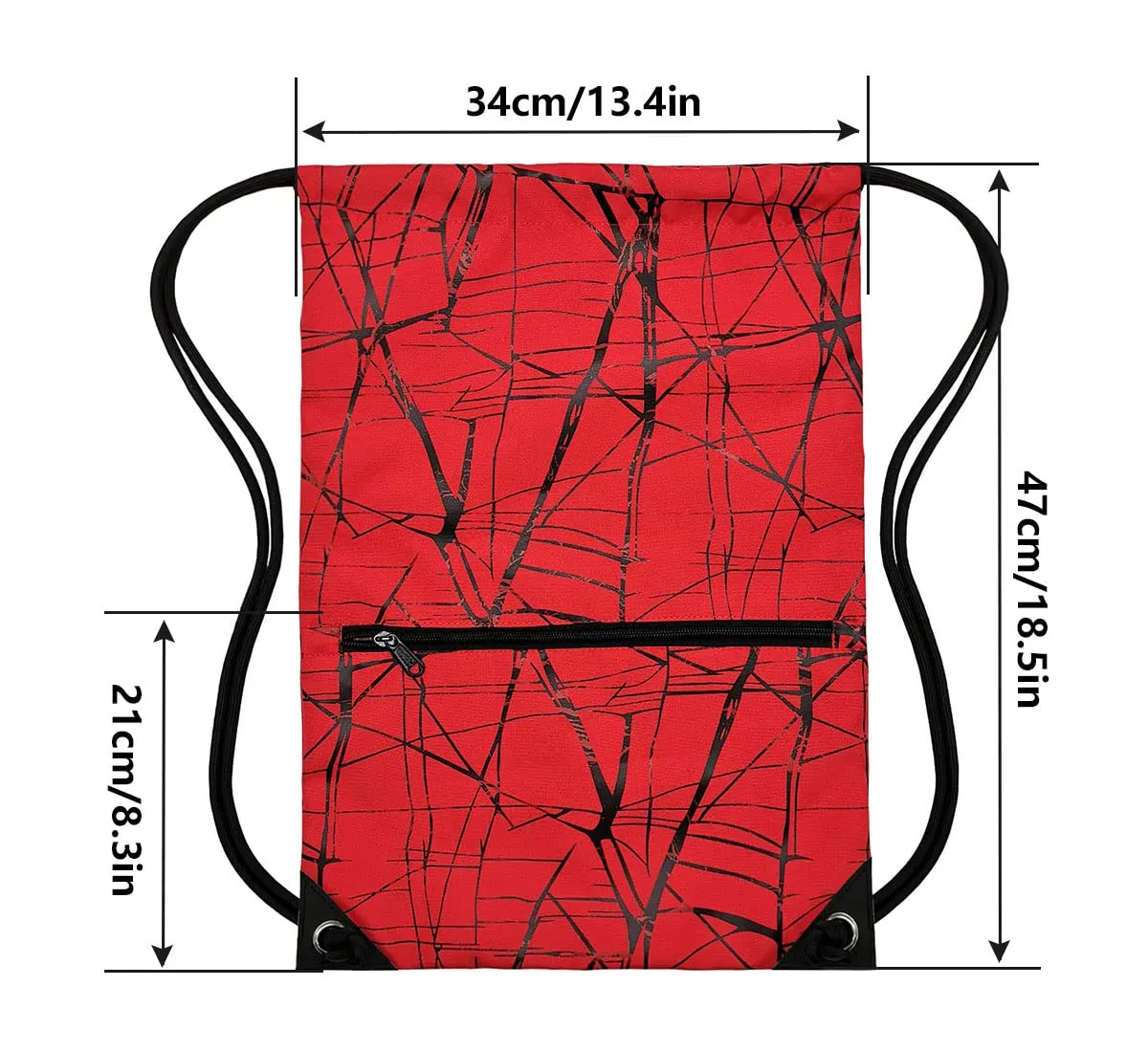 Outdoor Sport Gym Sack Waterproof Drawstring Backpack Bag Metallic-red HLC001