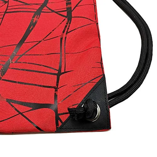 Outdoor Sport Gym Sack Waterproof Drawstring Backpack Bag Metallic-red HLC001