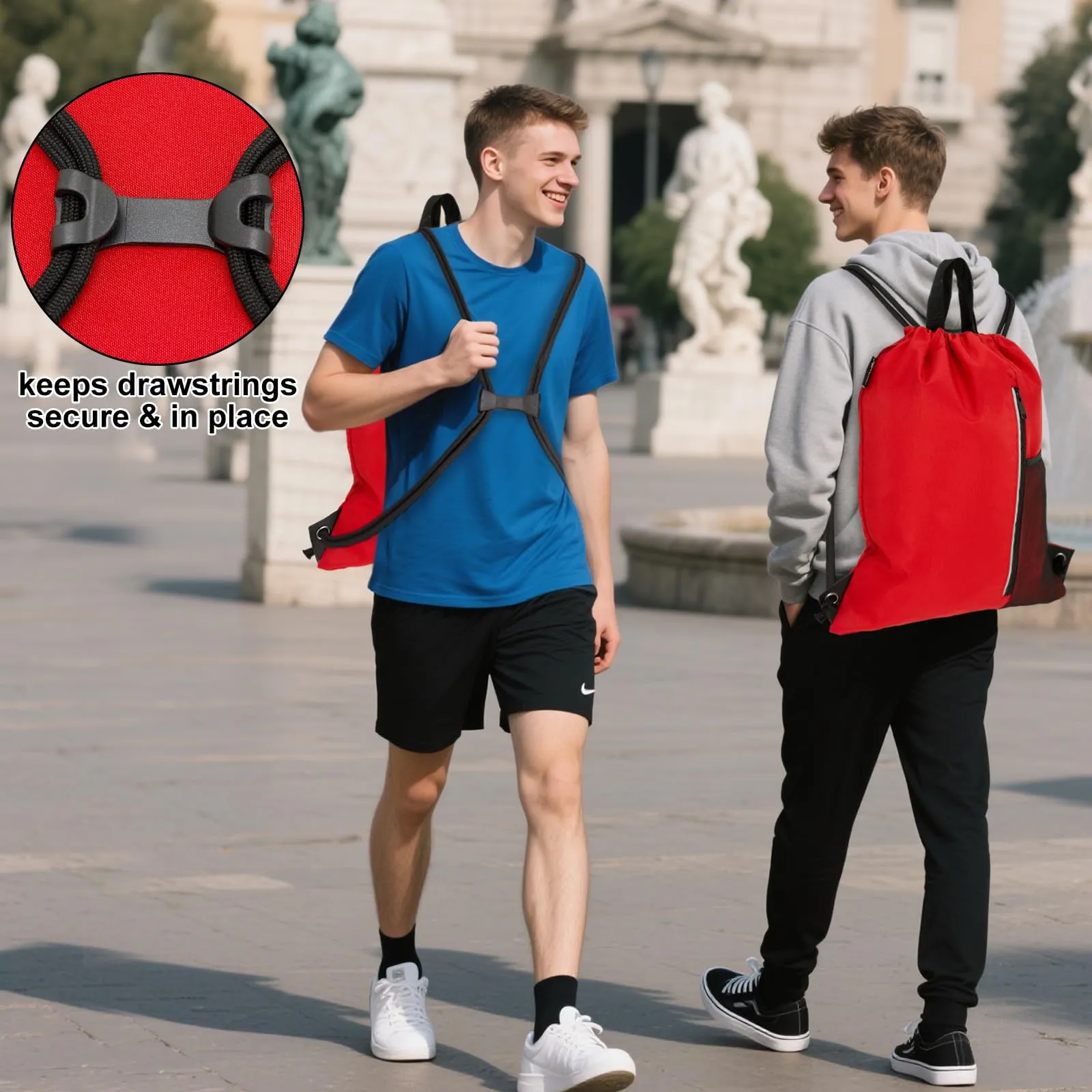 Outdoor Sport Gym Sack Waterproof Drawstring Backpack Bag Red HLC005