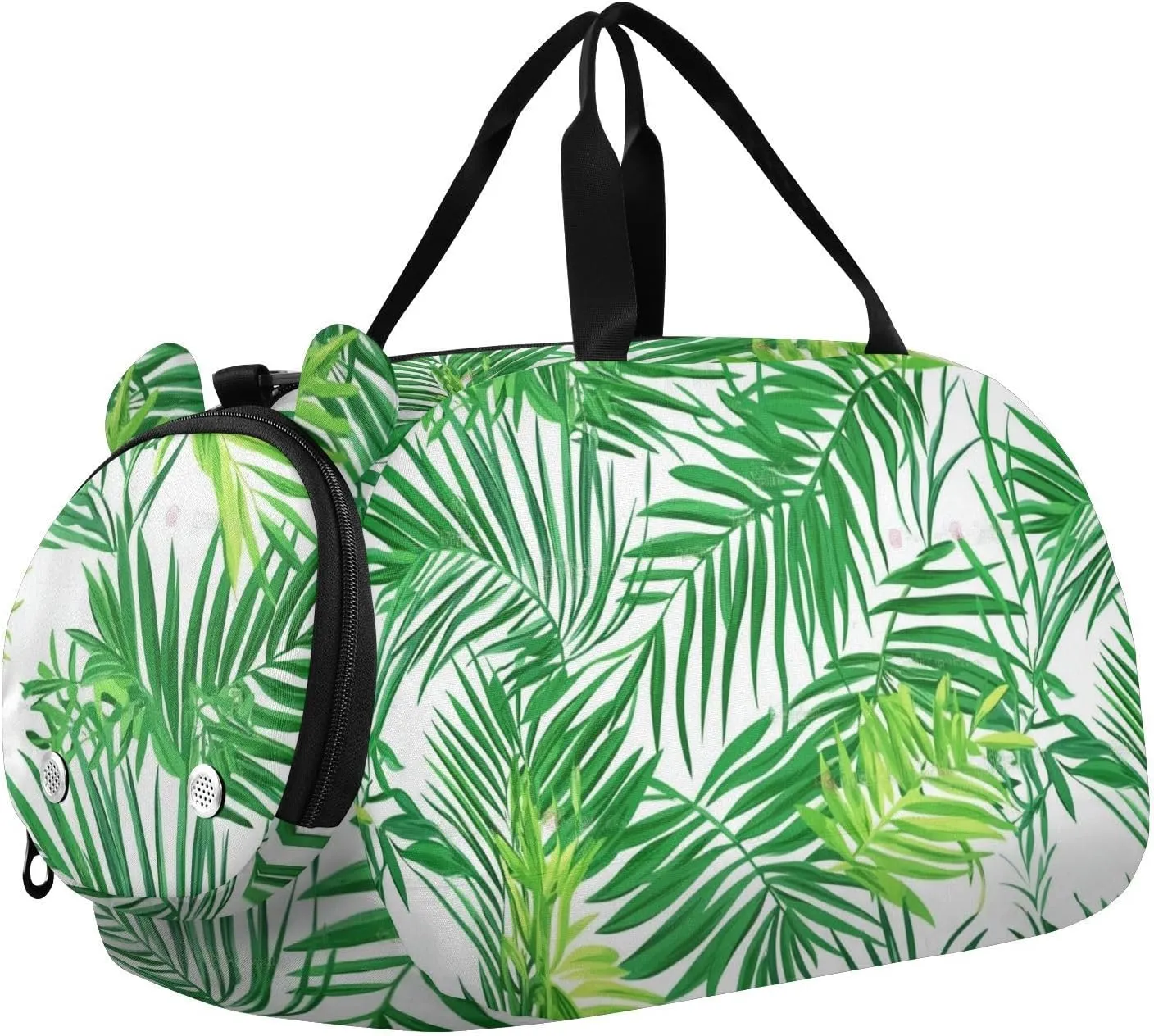 Palm Leaf Girl's Gym Duffel Bag with Shoes Compartment Lightweight Weekender Overnight Range Bag for Travel, Sports, Duffel, Weekender