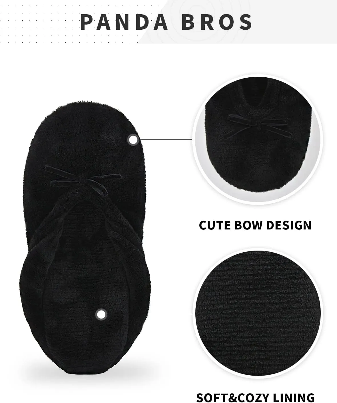 Panda Bros 2 Pairs Women's Ballerina House Slippers, Anti-Skid Comfy Warm Ballet Style Slippers